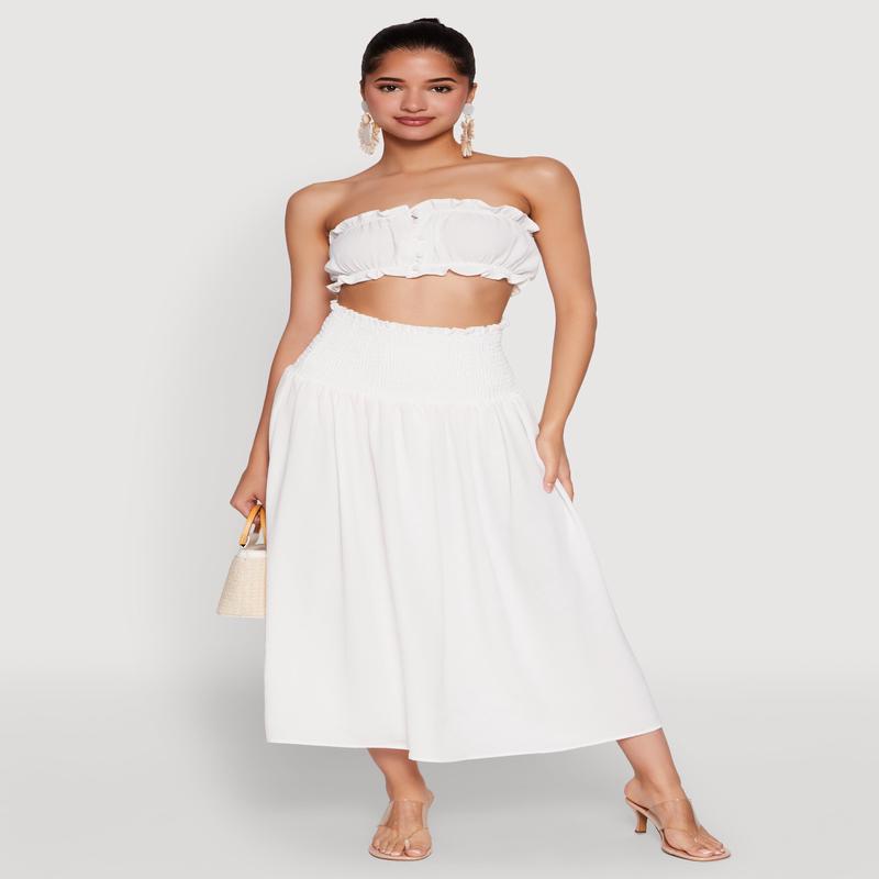 Airy Smocked High Waist Skirt