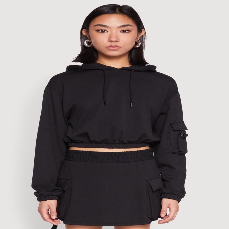 Iris Fleece Cargo Pocket Pullover Hoodie