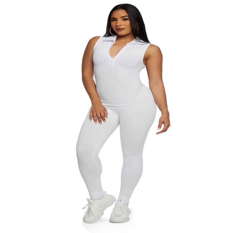 Seamless Half Zip Collared Catsuit