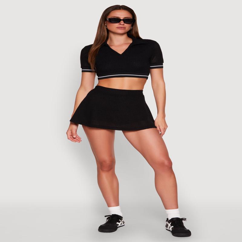 Textured Knit Mini Skort