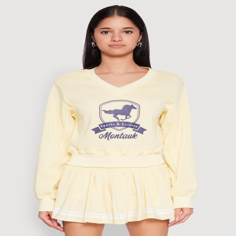 V Neck Printed Pattern Sweatshirt