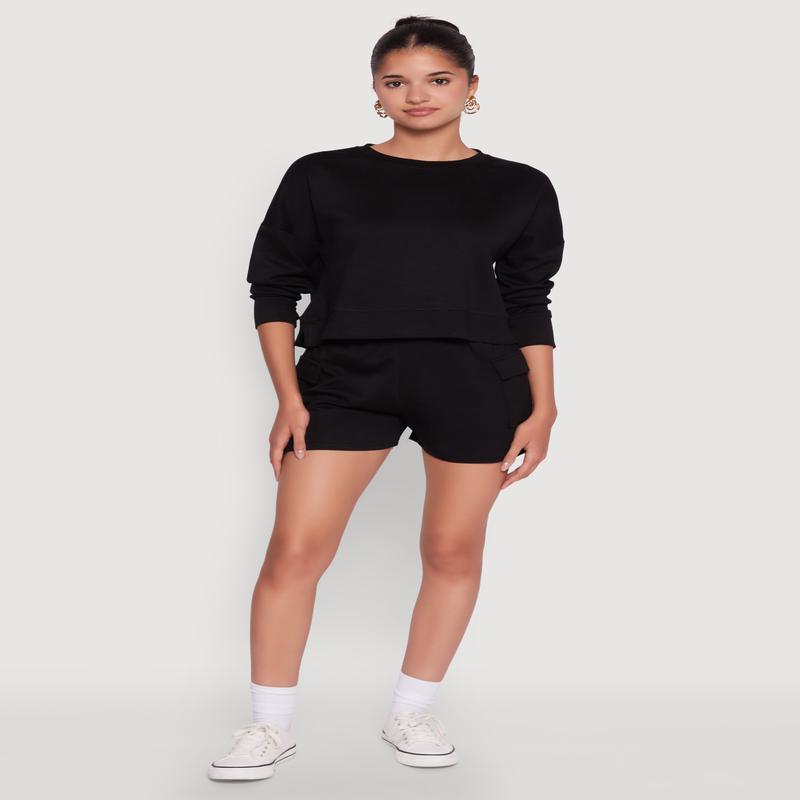 Trendy Soft Knit Pull On Cargo Shorts