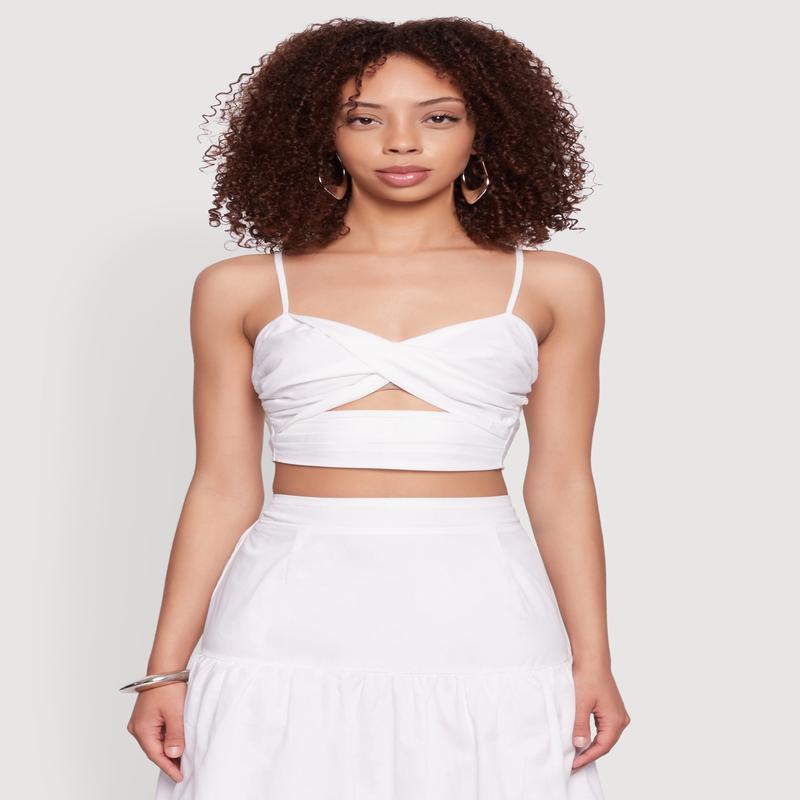 Twist Front Zip Back Cropped Cami