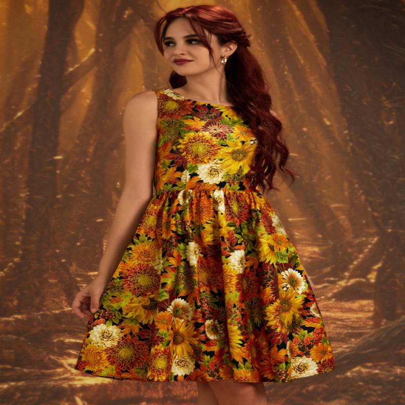 Sunflower Floral Vintage Dress