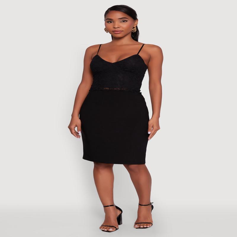 Ambiance Lace Overlay Cropped V Neck Cami