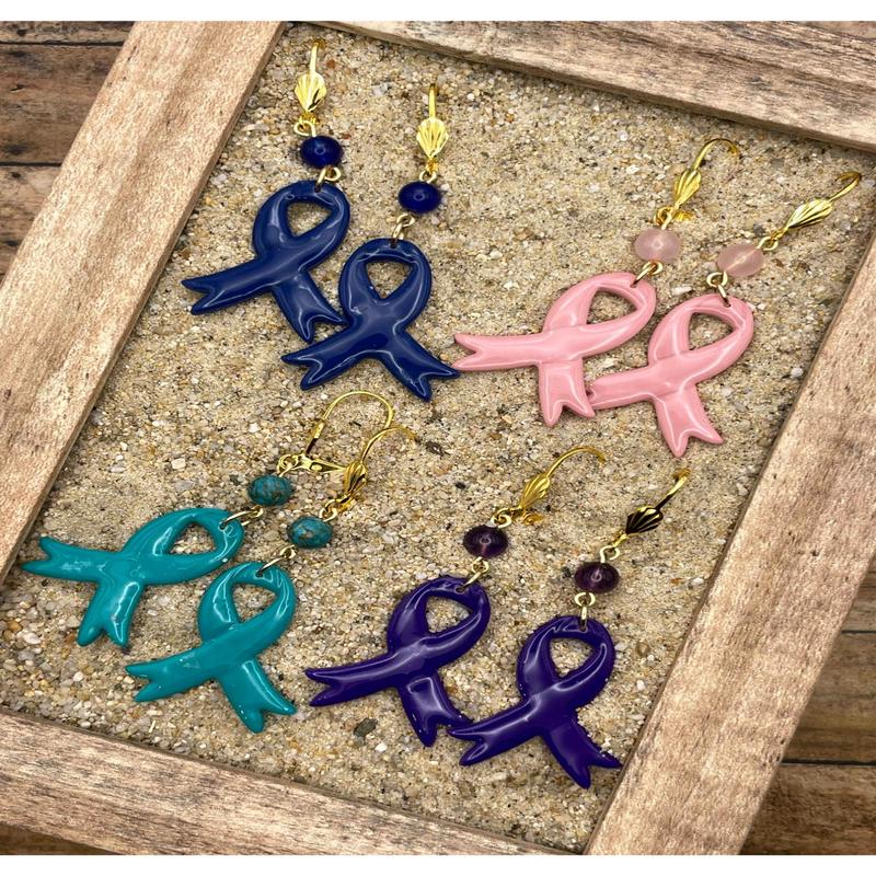 Cancer Awareness Ribbon Earrings