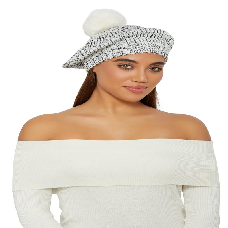 Spacedye Knit Pom Pom Slouch Beret