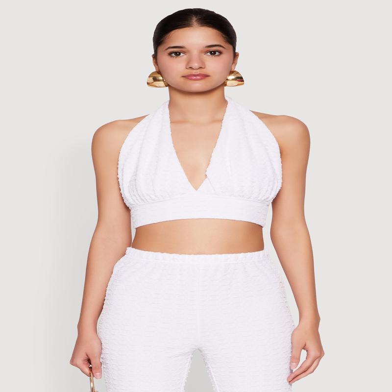 Bubble Knit Tie Back Halter Top