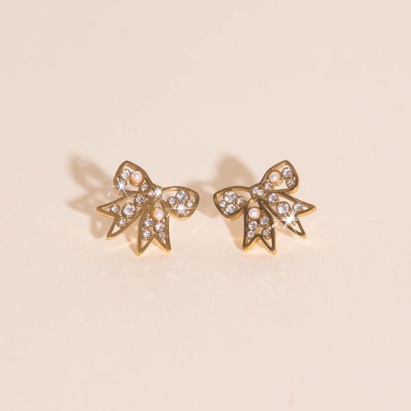 Luxe Ribbon Bow Stud Earrings