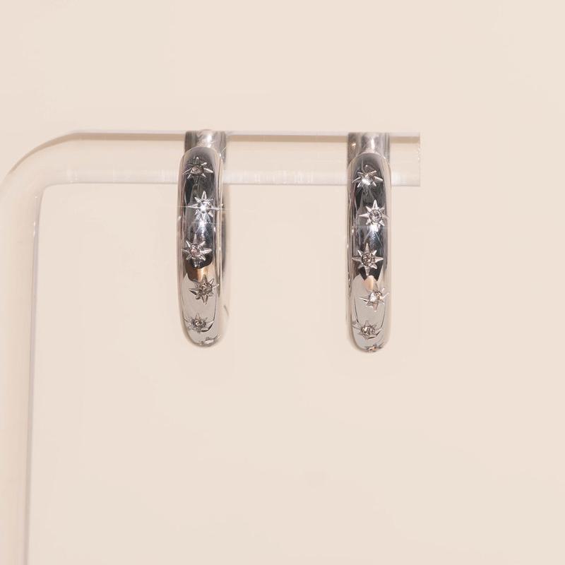 Starburst Chunky Rounded Huggie Hoop Earrings