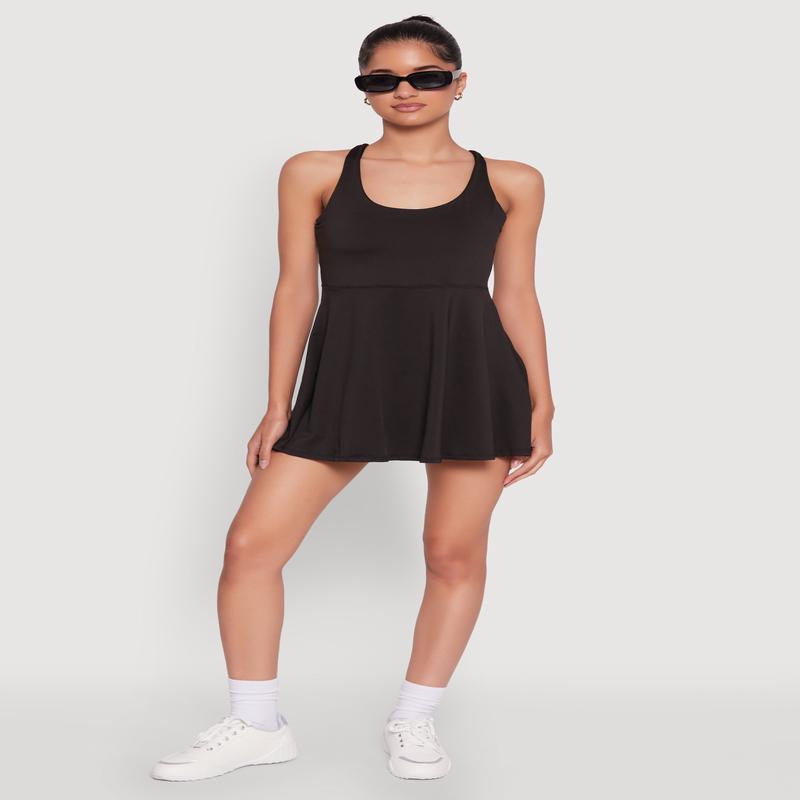 Trendy Criss Cross Back Scoop Neck Tennis Dress