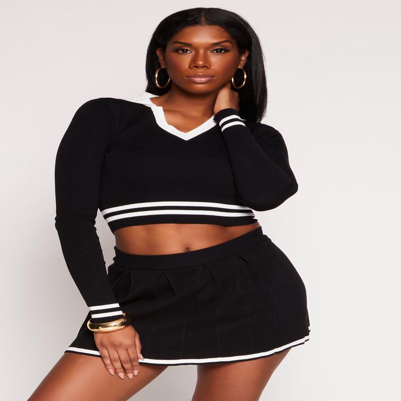 Daisy Varsity Stripe Detail Crop Top
