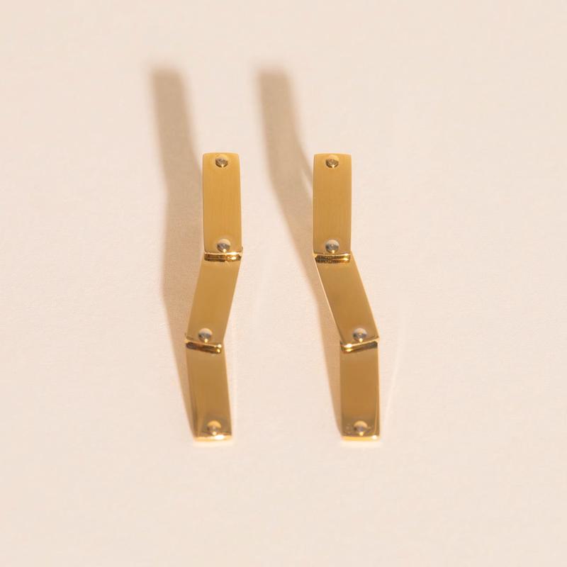 Flat Hammered Bar Stud Earrings