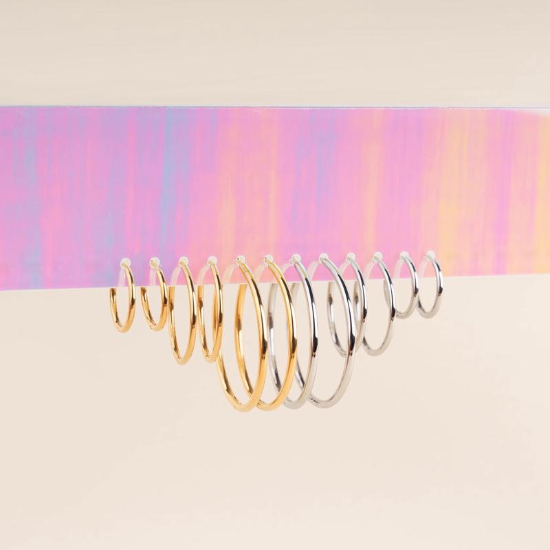 Titanium Circle Rounded Huggie Hoop Earrings