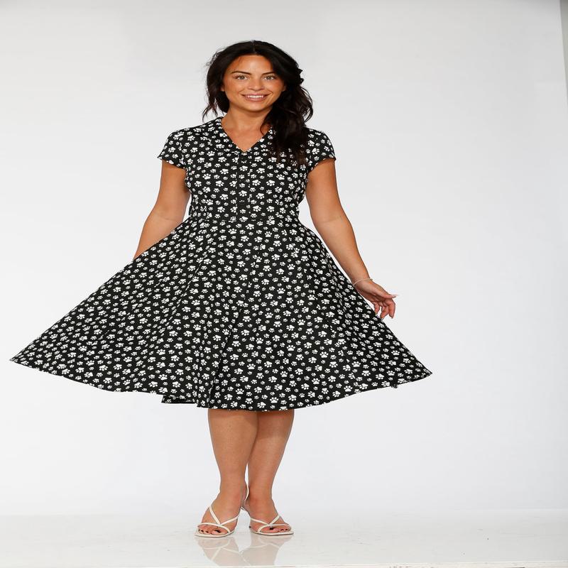 Cat Paw Swing Dress in Black