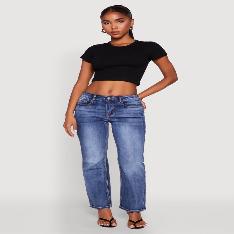 Basic Ribbed Knit Cropped Tee
