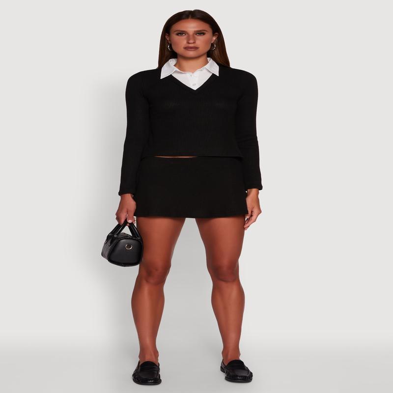 Brushed Rib Knit Skort