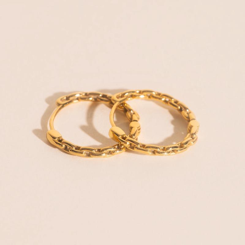 Chain Huggie Hoop Earrings