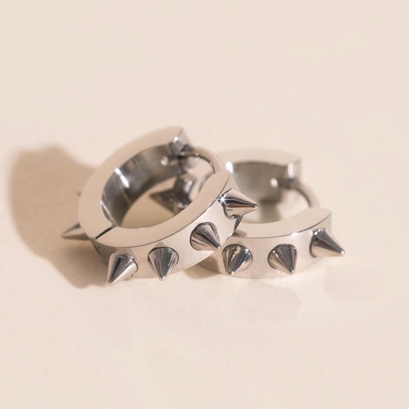 Spiked Chunky Huggie Hoop Earrings