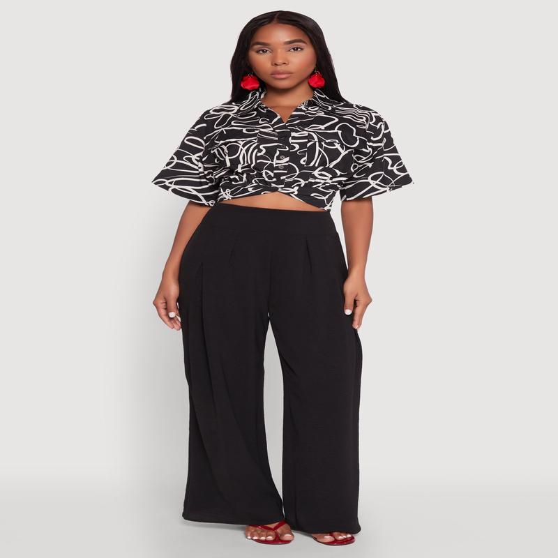 Twist Front Swirl Print Top