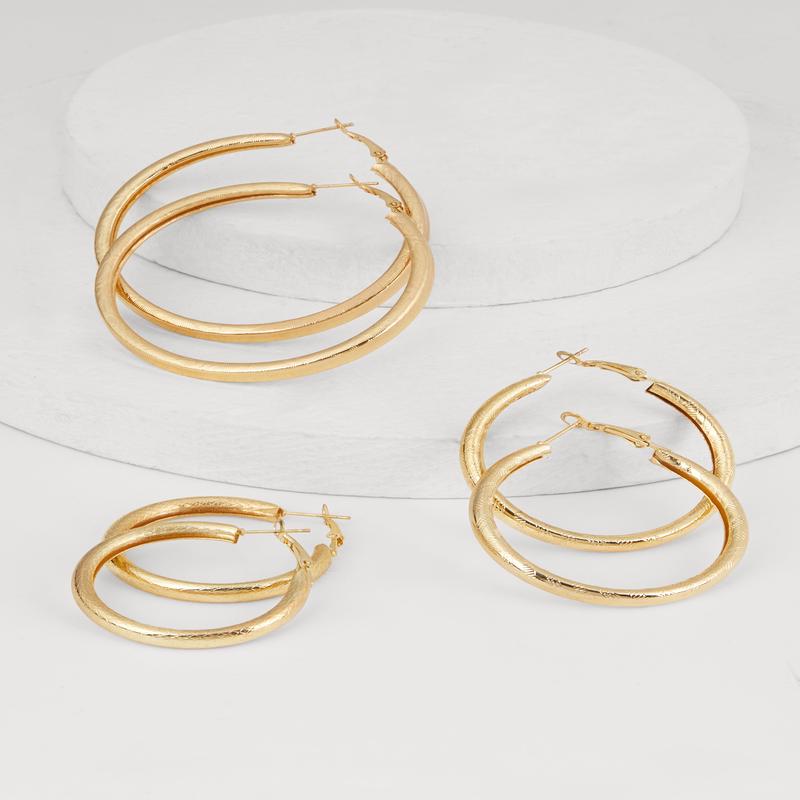 Metallic Hoop Earring Trio