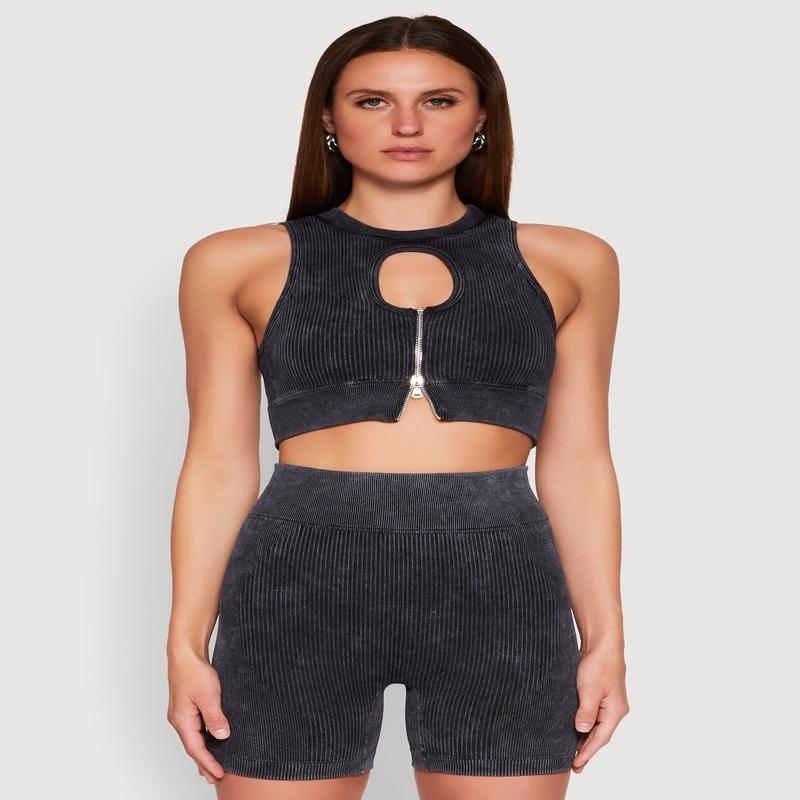 Ribbed Knit Keyhole Tank Top