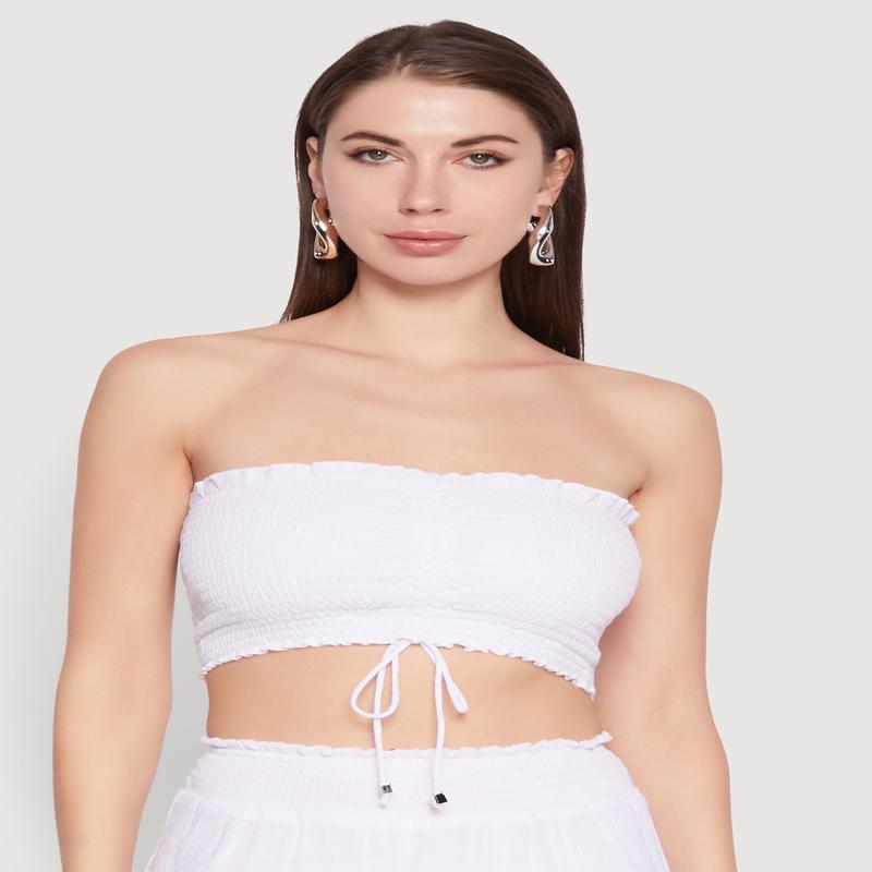 Ruched Sweetheart Smocked Tube Top