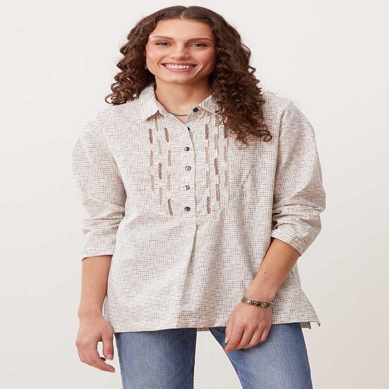 Bhavna Long-Sleeve Tunic - Natural