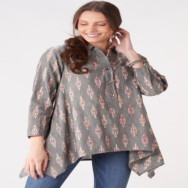 Naaziya Handkerchief Hem Tunic - Ash/Multi