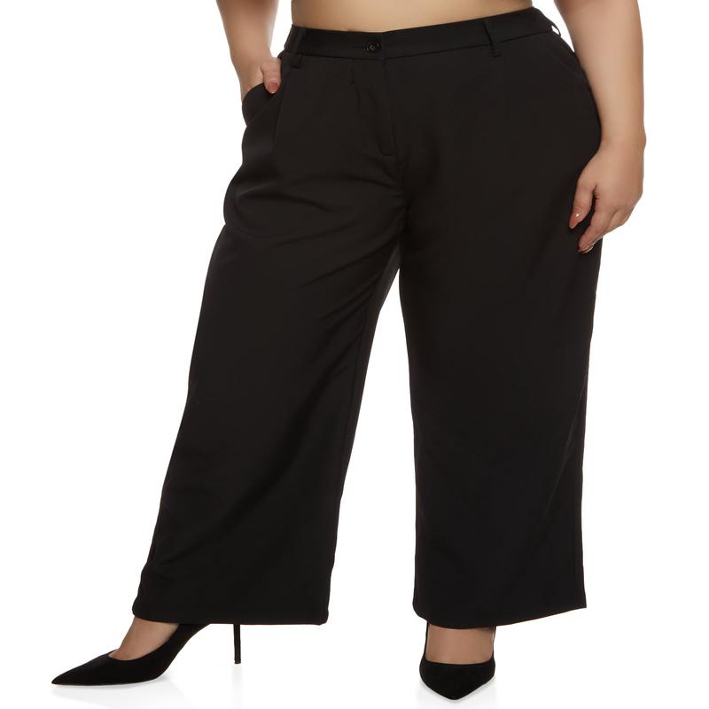 Plus Size Wide Leg Crepe Knit Pants