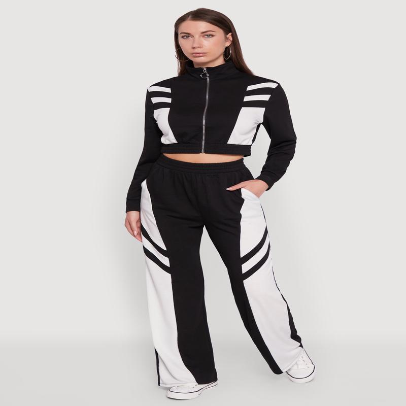 Color Block Wide Leg Sweatpants