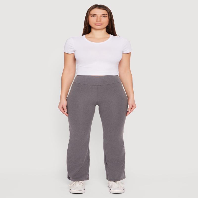 Mid Rise Brushed Knit Bootcut Pants