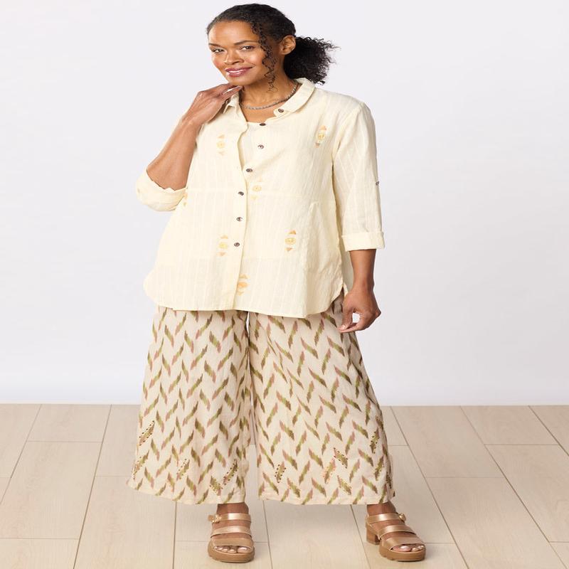 Sangli Ikat Wide-Leg Pant - Natural/Multi