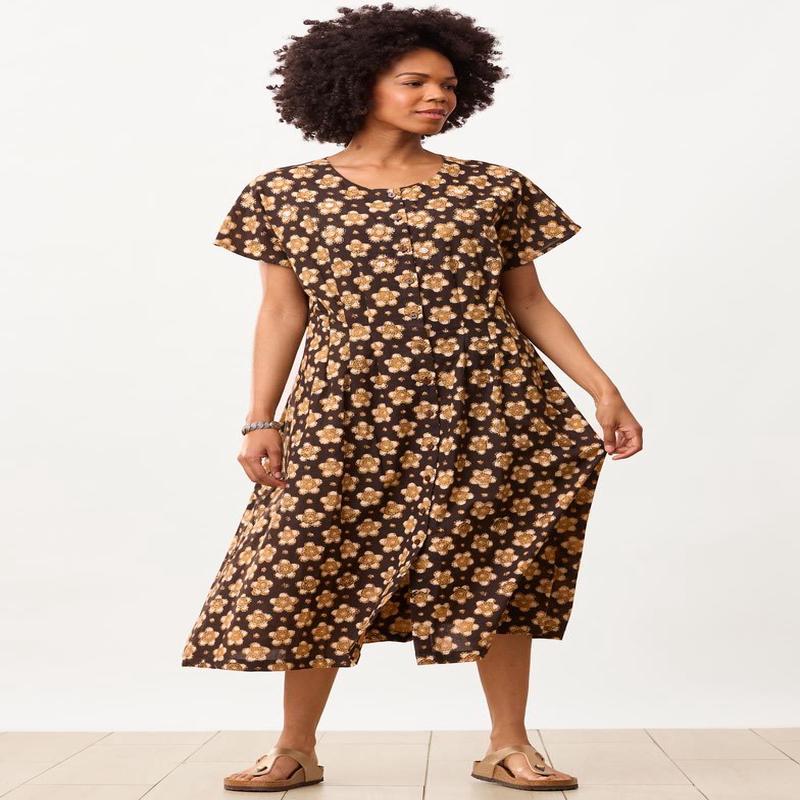 Jalpa Drop Waist Button-Down Maxi Dress - Black/Multi