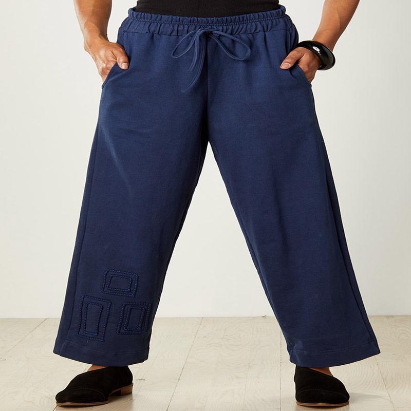 Karol French Terry Straight-Leg Pant - Bright navy