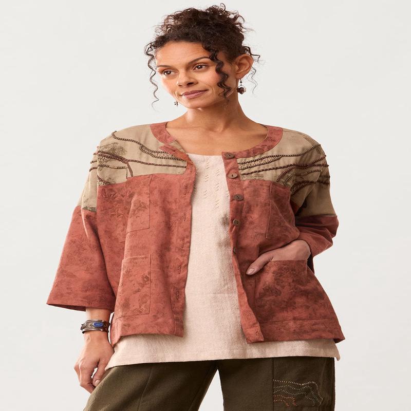 Kolar Eco Print Cotton Twill Jacket - Madder root
