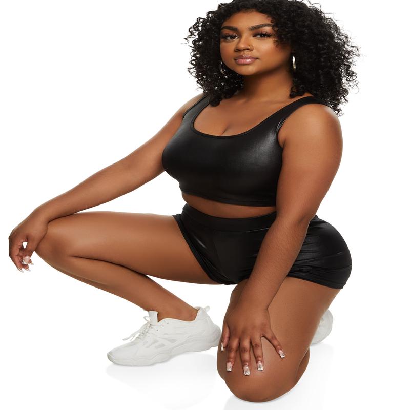 Leather Look Cropped Tank Top