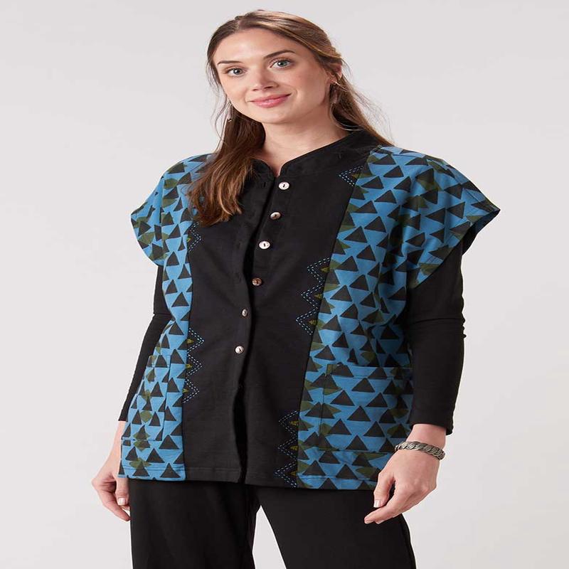 Manashi Organic Vest - Winter sky/Black