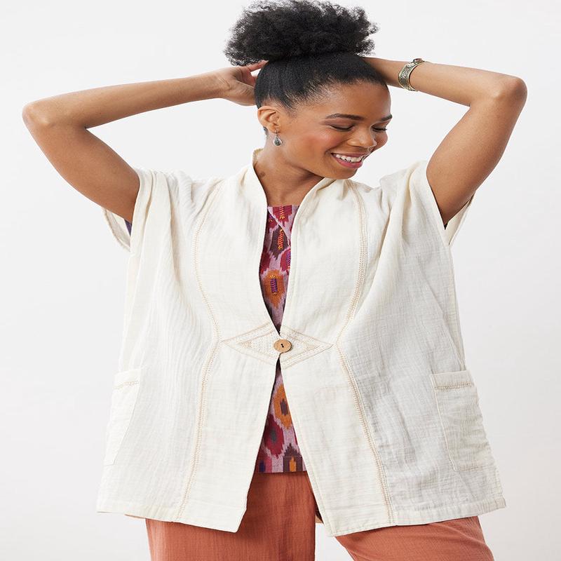 Kanai Cotton Double Gauze Jacket - Salt