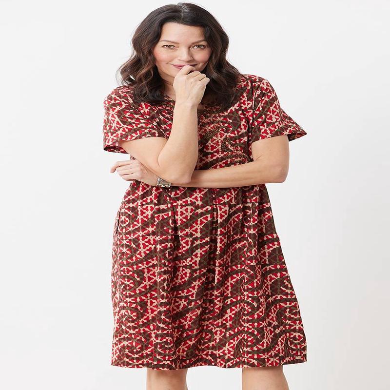 Nalika Short-Sleeve Notch-Neck Dress - Salsa