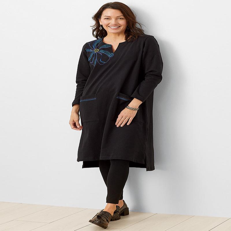 Sanjana Organic Cotton French Terry Dress - Black