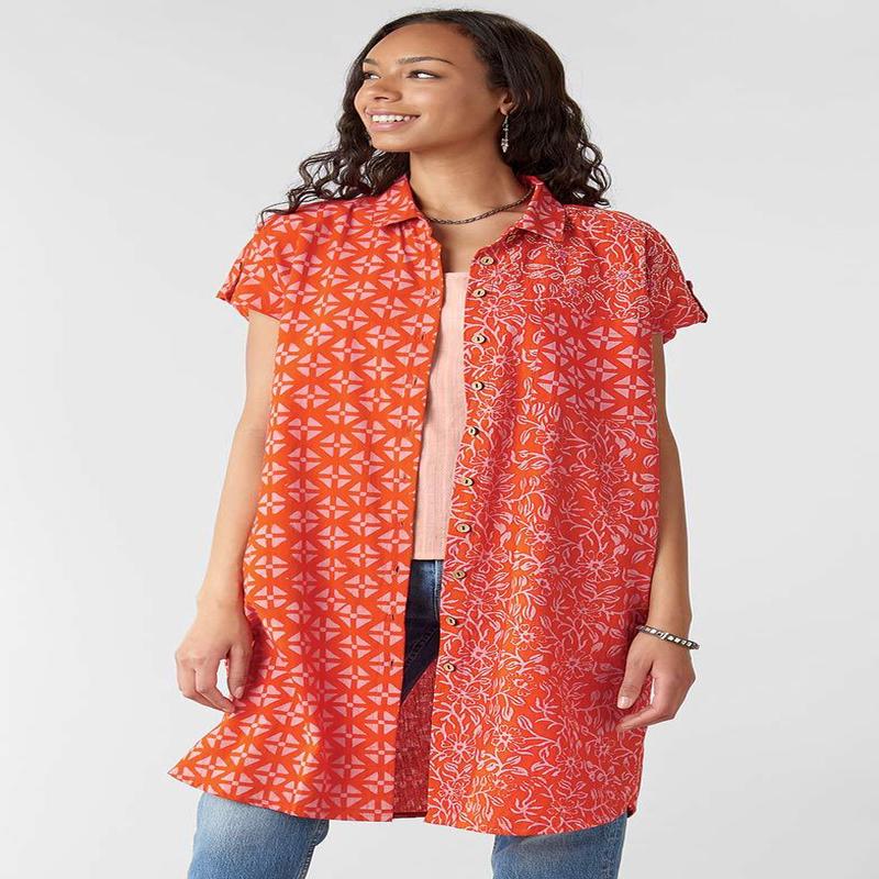 Adira Cap-Sleeve Tunic - Carrot