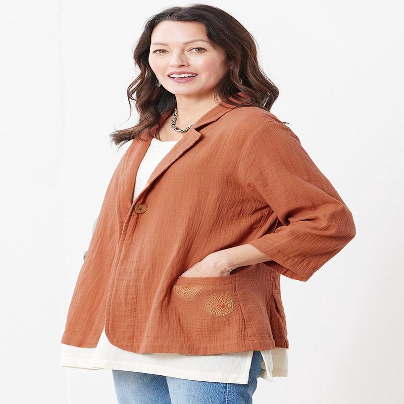 Charu Cotton Double Gauze Blazer - Copper rose