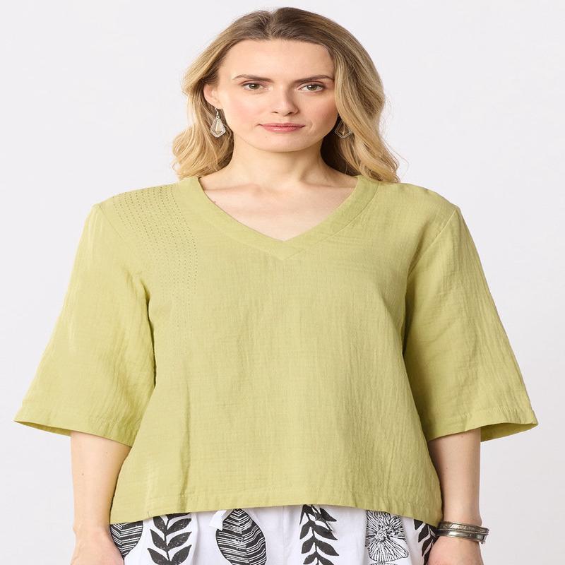Kochi Double Gauze V-Neck Top