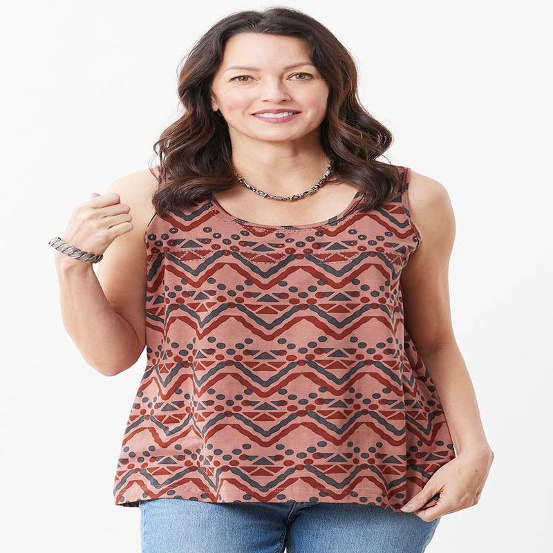 Kripa Cotton Jersey A-line Tank - Redwood