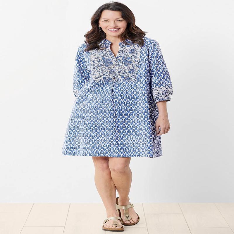 Kusum Organic Dress - Sapphire/Cool white