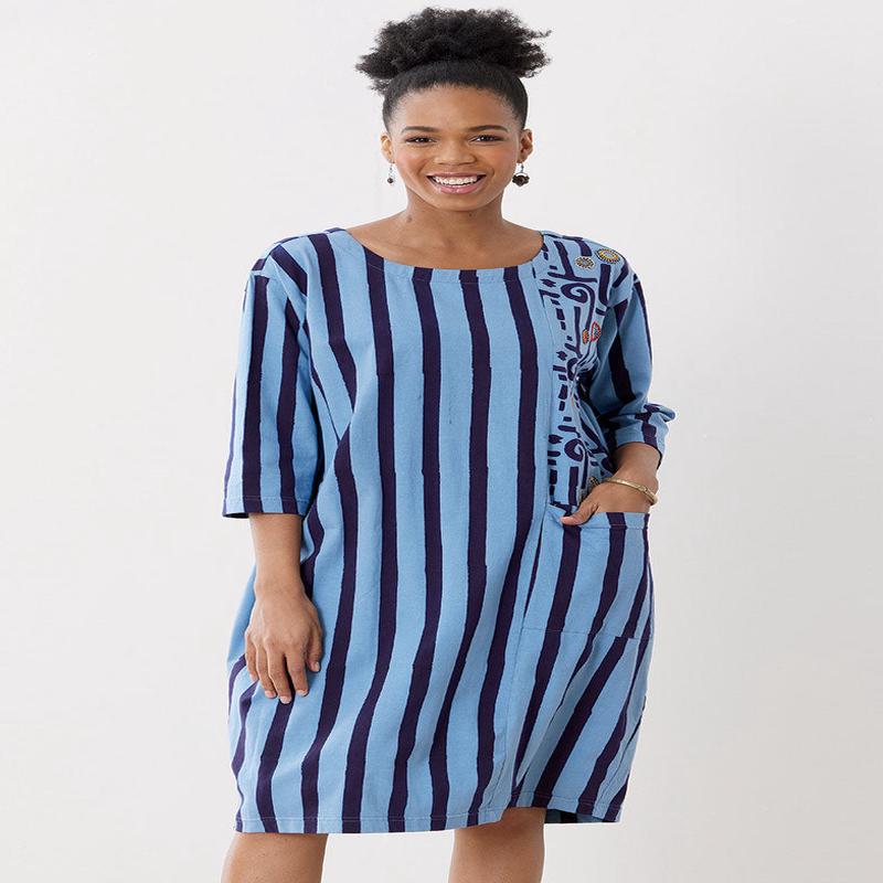 Nimisha Pull-Over Cotton Jersey Dress - Cool blue