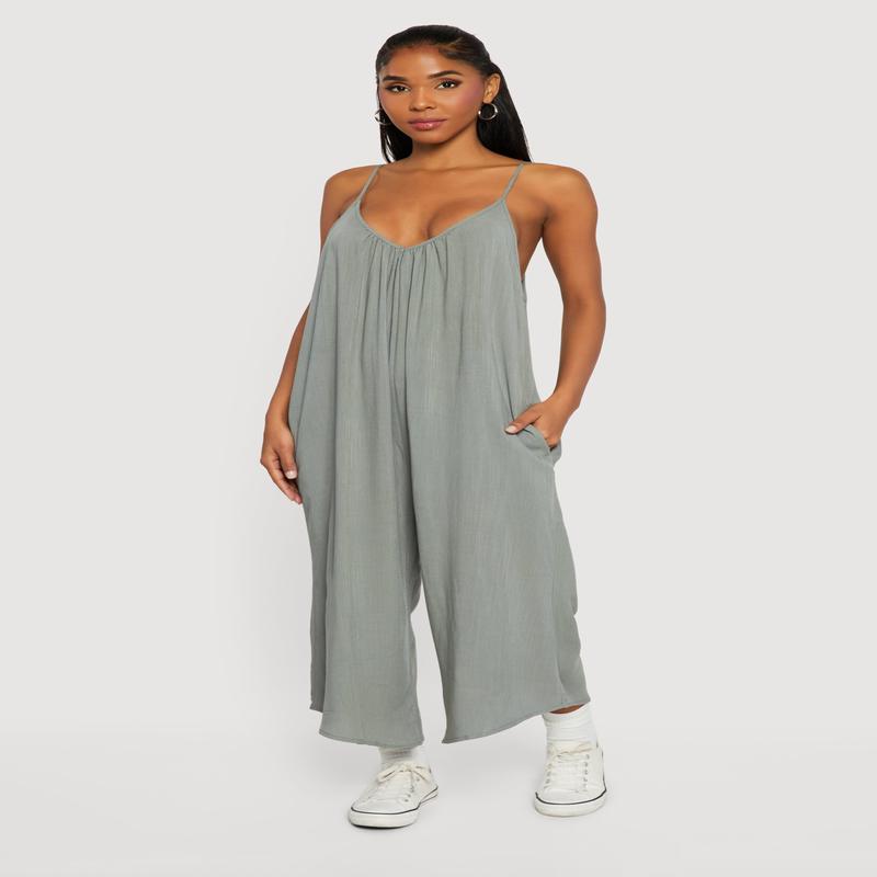 Cropped Wide Leg Jumpsuit