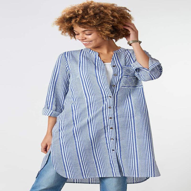 Nilgiri Organic Shirt - Sapphire/Cool white