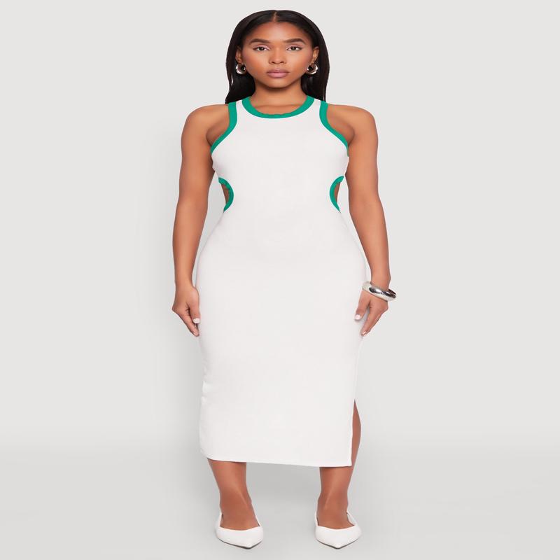 Contrast Trim Cut Out Tank Dress